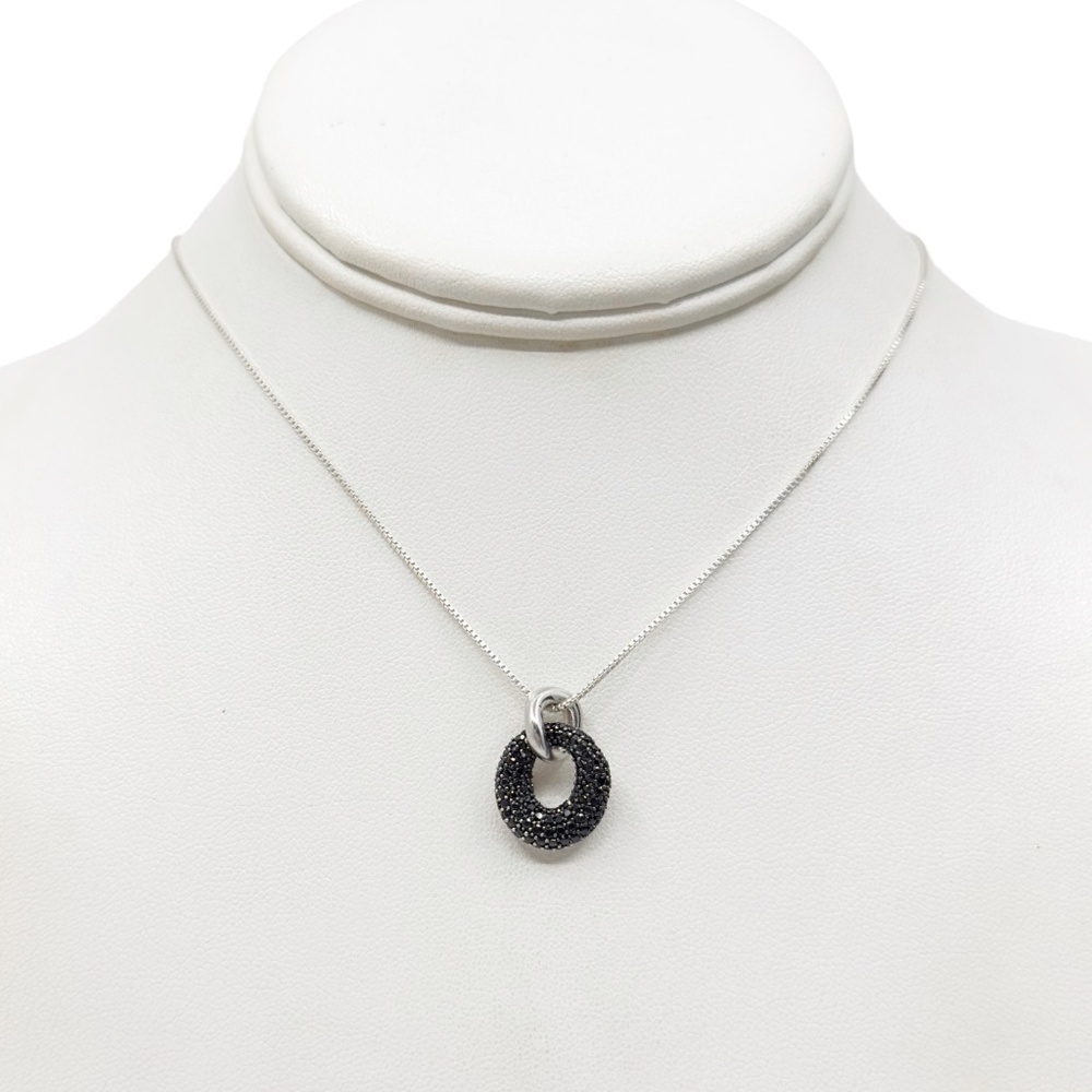 Sterling silver pave cubic zirconia link pendant - GM721 - Picture 2 of 2